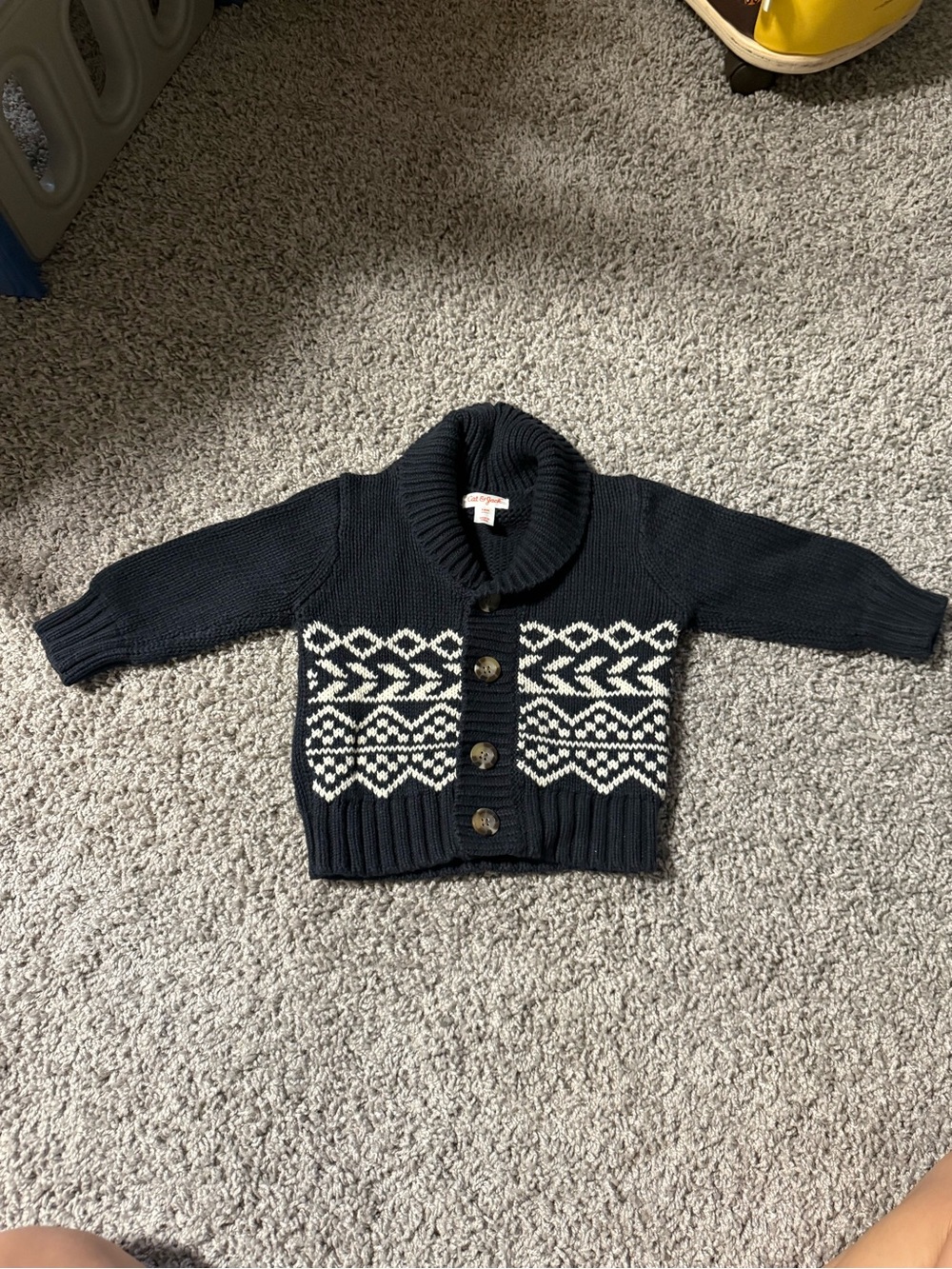 Cat & Jack Navy  Shawl Collar Knit Cardigan with Cream